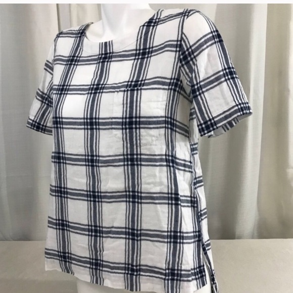 Madewell Plaid Back Button Detail Top - Picture 3 of 6
